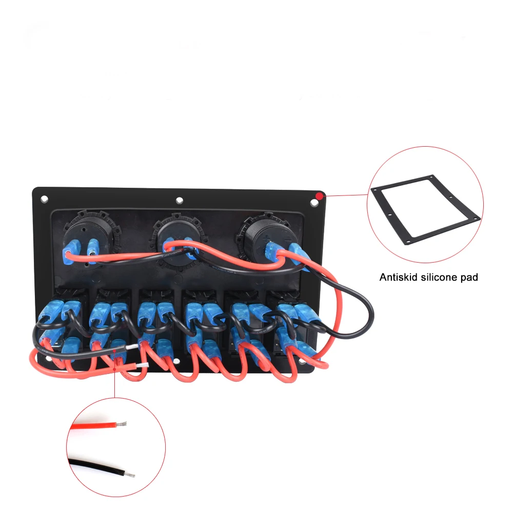 보트 스위치 패널, 자동차 스위치 패널, 방수 디지털 전압계, 듀얼 USB 포트, 12V 콘센트 조합, 해양 LED 로커, 6 갱
