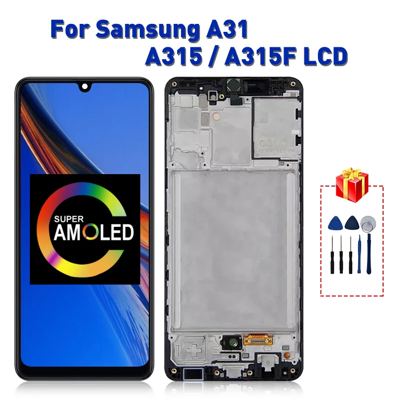 Супер AMOLED для Samsung Galaxy A31 LCD SM A315F/DS A315F Дисплей сенсорный дигитайзер экран Запасные