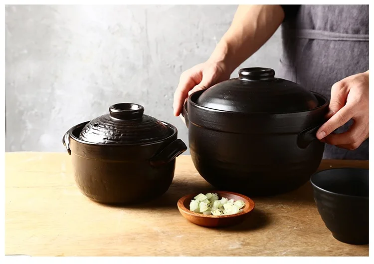 Mu cheng Home Japanese Style Steamer Earthenware Pot Household Ceramic Steamer Fuel Gas Pot Soup Rice Stew Pot Open Fire Porridg