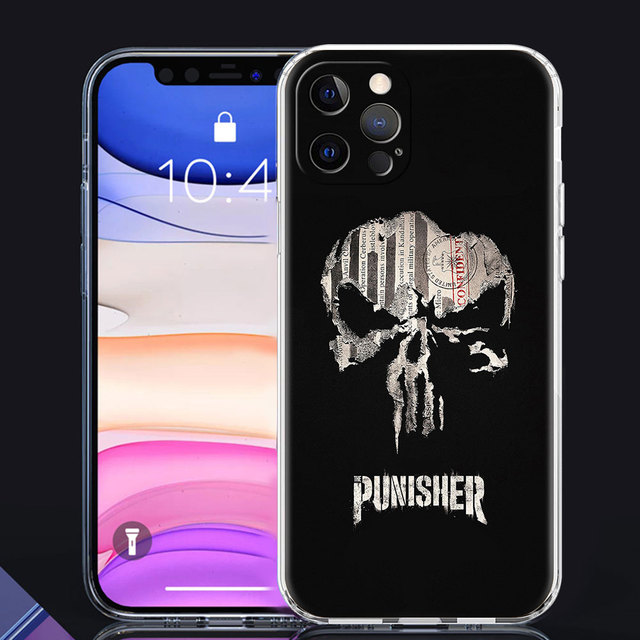 Phone Case For iPhone 11 13 12 Pro Max Casing 7 8 XR XS X 6 6S Plus SE Shell Soft Transparent Cover Marvel The Punisher