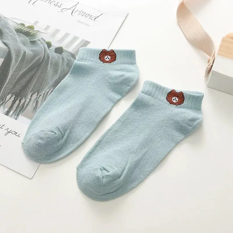 LJIQQ/1 пара женских носков; коллекция года; сезон весна-лето; хлопковые цветные модные женские носки с милым рисунком и вышивкой для девочек; корейский стиль - Цвет: G