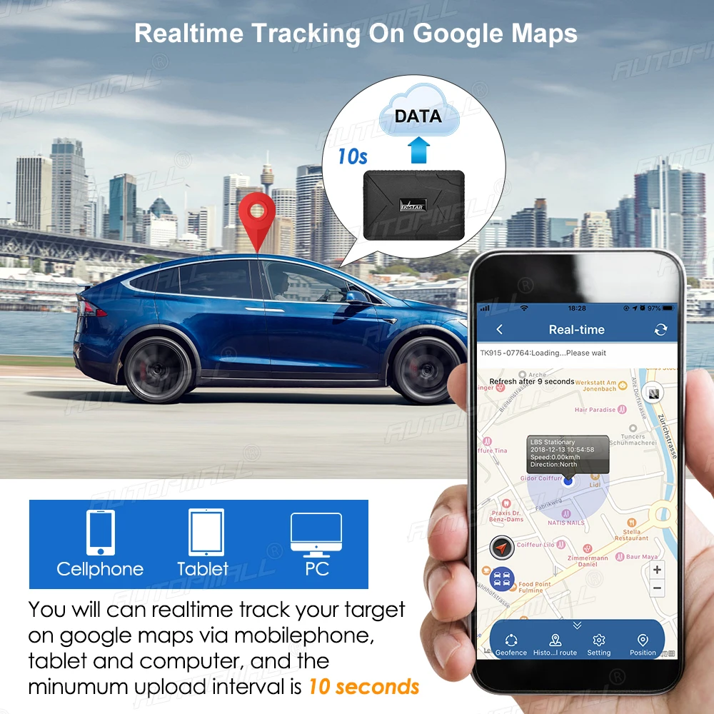Car GPS Tracker 4G GPS Locator TKSTAR TK915 7800mAh Magnetico Car Tracker Waterproof Shake Fall Alarm Free APP gps tracker car tracker