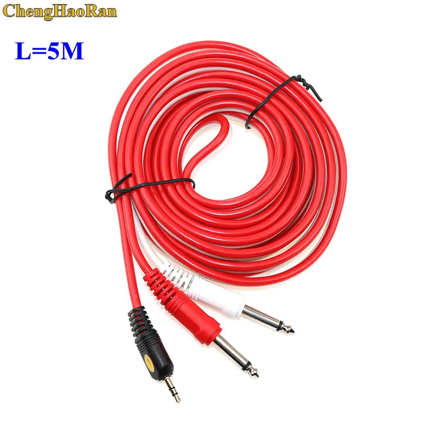ChengHaoRan Audio Cable 3.5mm to Double 6.35mm Aux Cable 2 mono 6.5 Jack to 3.5 Male for Phone to Mixer Amplifier 6.35 Adapter