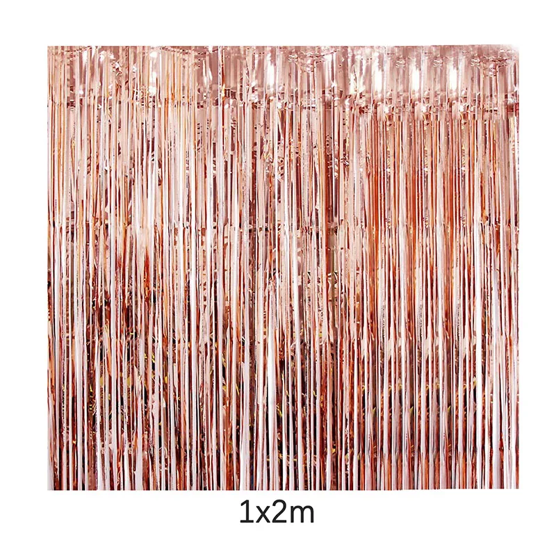 2x1m rosegol fringe Круглый шар из фольги с изображением звезды Нового года, шар с цифрами для рождества, домашние вечерние шары, украшение на год, товары для декора - Цвет: 2x1m rosegol fringe