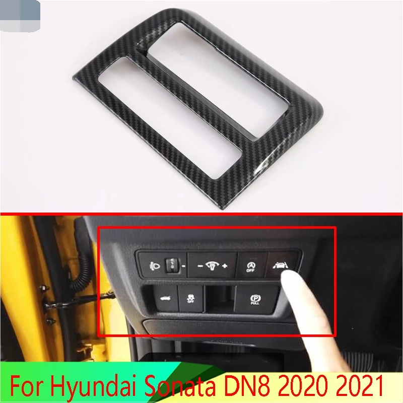For Hyundai Sonata DN8 2020 2021 Car Accessories ABS Carbon Fiber Head Light Switch Adjust Buttons Control Panel Cover Trims | Автомобили