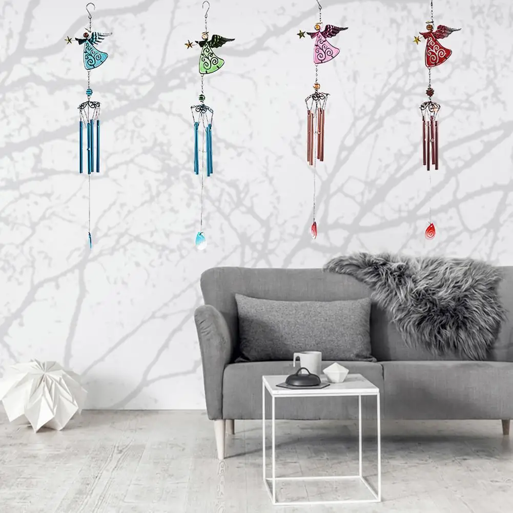 Wind Chime Decorative Unique Angle Pattern Design Metal Outdoor Angel Wind-bell Indoor Hanging Decoration
