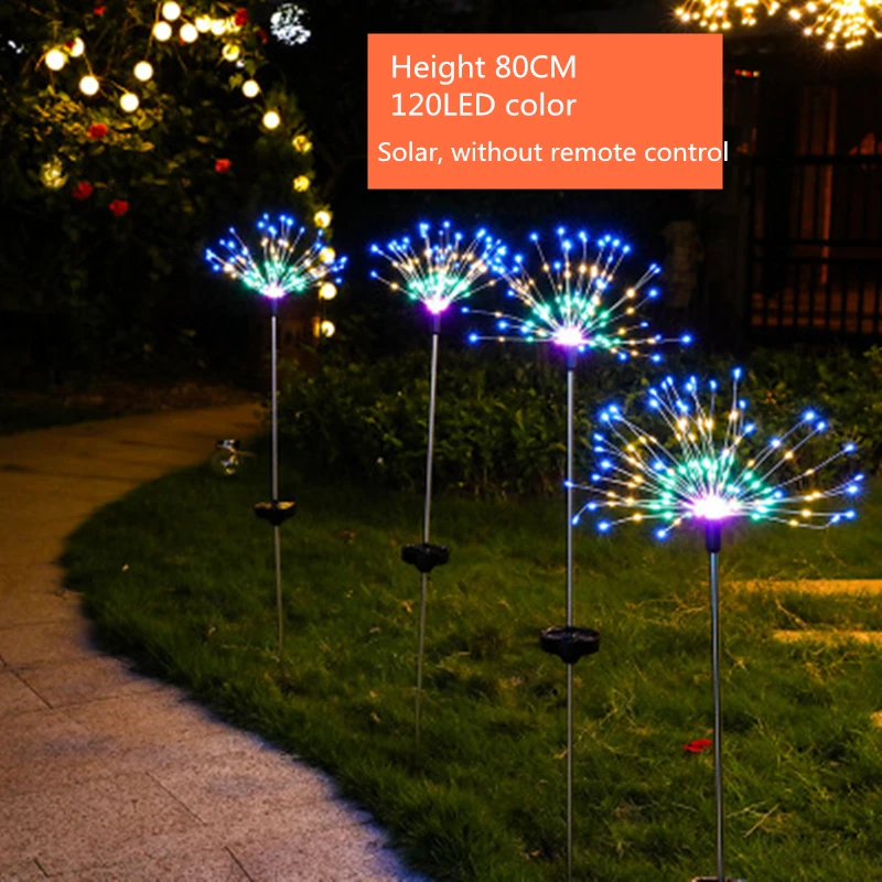 80CM 200LED color ФЕЙЕРВЕРК ОГНИ крепления для солнечной панели дистанционного 8 режимов Starburst рождественские фонари декоративные Струны для патио вечерние уличные украшения - Испускаемый цвет: 80CM 200LED color