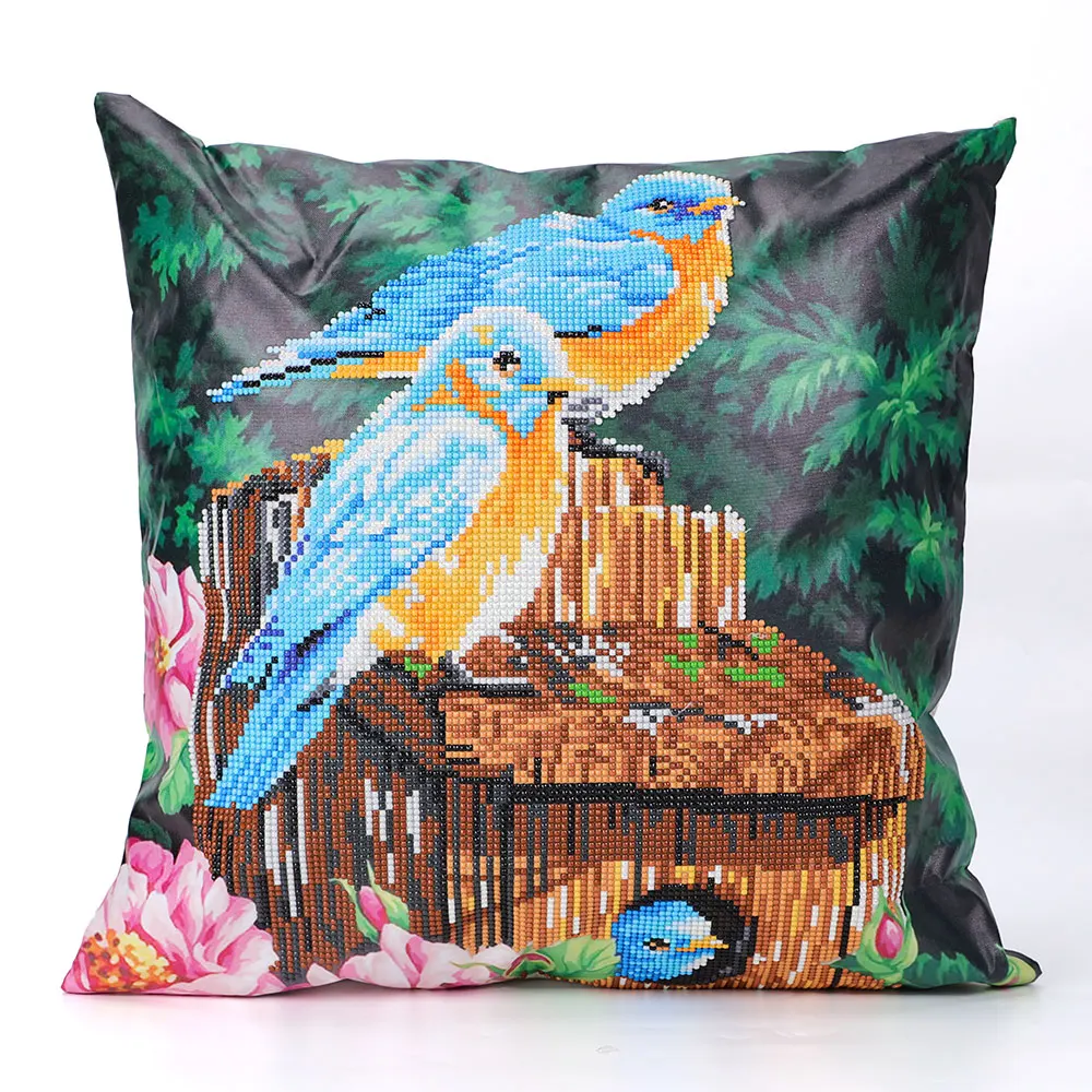 5d Spring Bird's House Partial Round Drill Diamond Painting Cushion