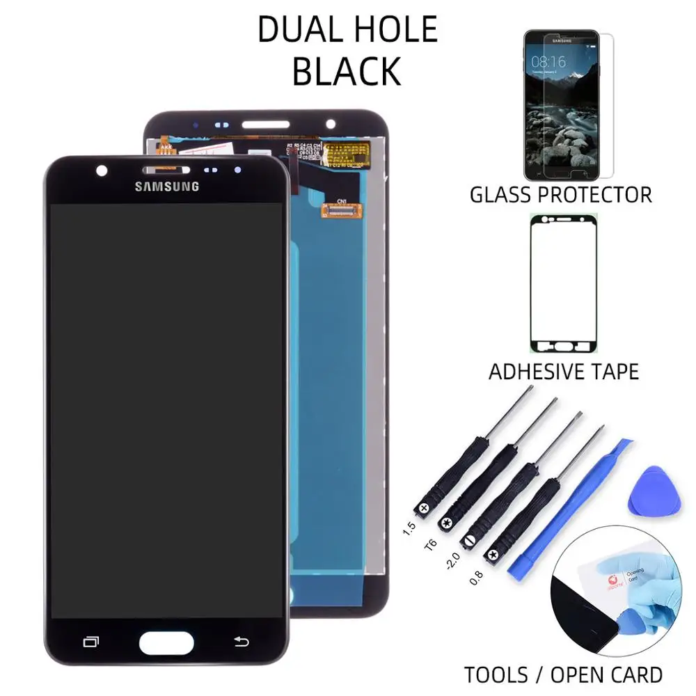 5,5 '' дисплей для SAMSUNG Galaxy J7 Prime lcd сенсорный экран G610 G610F G610M для SAMSUNG J7 Prime lcd - Цвет: Dual Hole Black