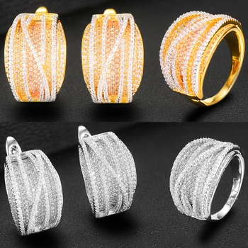 

missvikki Luxury Chic DUBAI Statement Brand Earrings Ring Jewelry Sets for Women Earrings Bridal Wedding Jewelry Set Top Quality