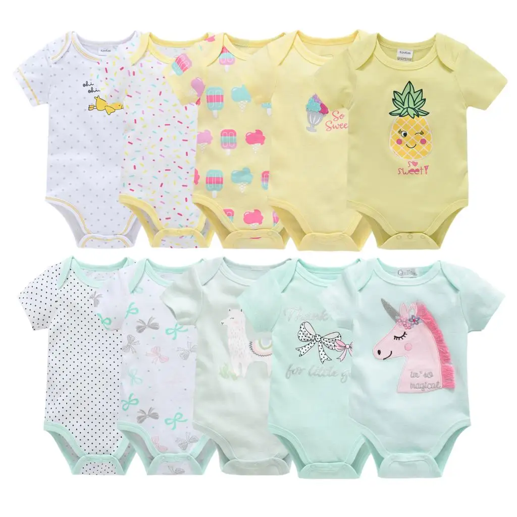 

Newborn Baby Girls Jumpsuit Outwear Summer Short Sleeve Boys Bodysuit Cute Toddler Cotton One Piece Cartoon Unicorn Pajamas