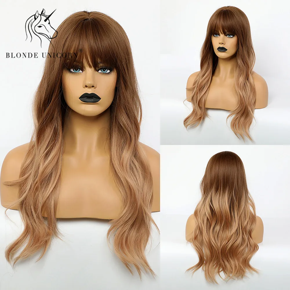 Длинный синтетический парик блонд единорог естественная волна светло
