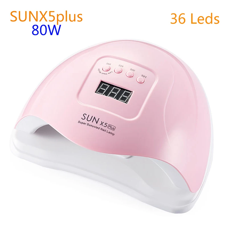 SUNX5plus 80 Вт лампа для ногтей с 36 светодиодный s УФ для ногтей для всех гелей лак Солнечный свет лампа светодиодная лампа для маникюра сушка ногтей ЖК-дисплей розовый