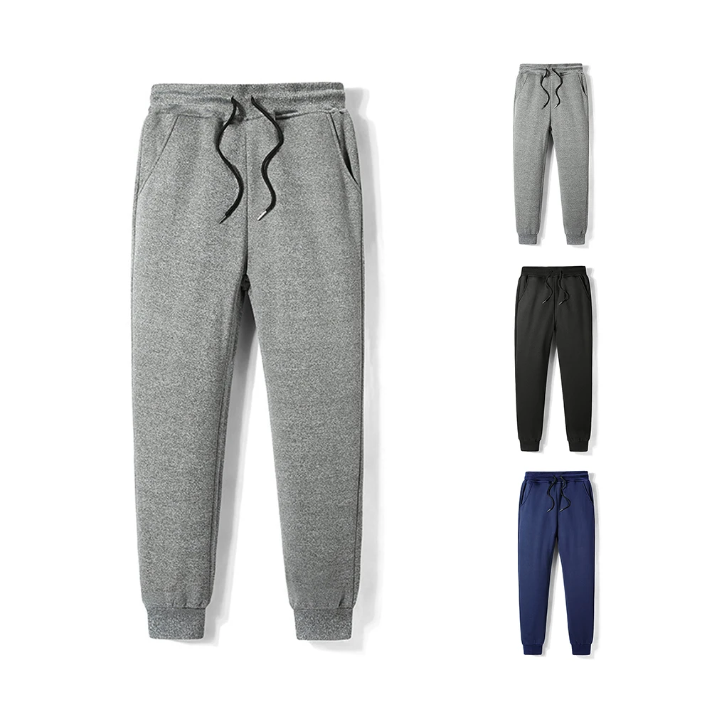 Hiking With Pocket Daily Outdoor Running Thickened Athletic Winter Warm Men Sport Pants Elastic Waistband Loose Fleece Lined