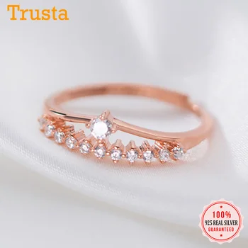 

Trustdavis Authentic 925 Sterling Silver Fashion Women Crown Dazzling CZ Opening Rings Wonderful Gift For Girl Kids Lady DA759