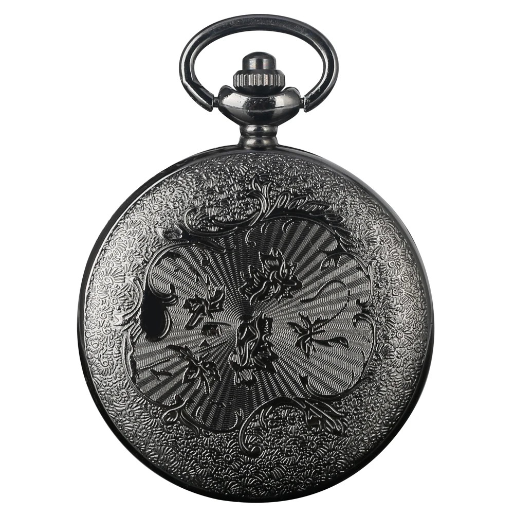 Fob кварцевые карманные часы Черный Полный Охотник стимпанк украшения ожерелье цепочка кулон часы Подарки для мужчин и женщин