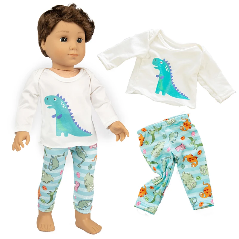 

Baby New Born Doll Clothes Fit 18 inch 43cm Red Star Crown Unicorn Hair with dinosaur suit Accessories For Baby Birthday Gift