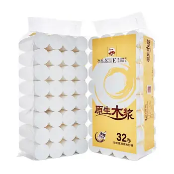 

32 Rolls Rolling paper 4 Layers Thickened Wood Pulp Disposable Soft Tissue Toilet Paper for Hotel Home Restaurant Toilet Paper