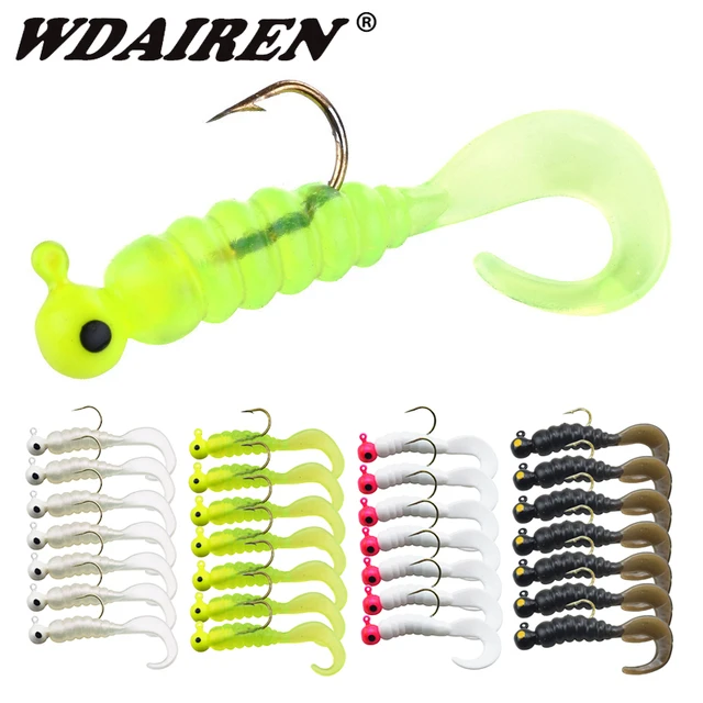 7pcs/bag Jig Lead Hooks Soft Lures 48mm 2.7g Worms Wobblers Tackle  Artificial Silicone Bait