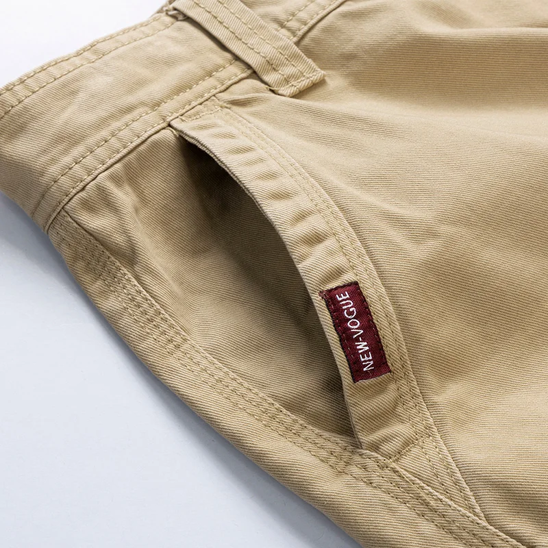 2022 nova moda caqui multi-bolso casual calças
