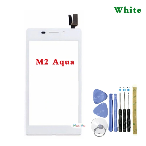 M2Aqua WhiteWithTool 4," для sony Xperia M2 S50H D2302 D2303 D2305 D2306 и M2 Aqua D2403 сенсорный экран дигитайзер Передняя стеклянная Сенсорная панель объектива - Цвет: M2Aqua WhiteWithTool