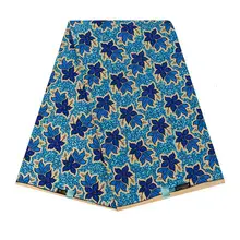 Синий африканский лист печати настоящая восковая ткань для женщин платье новая швейная ткань Батик Ткань 6 ярдов Анкара настоящая голландская восковая ткань