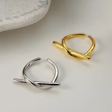 925-Sterling-Silver Ring Resizable-Rings Minimalist Jewelry Korean-Style Women Real Geometric