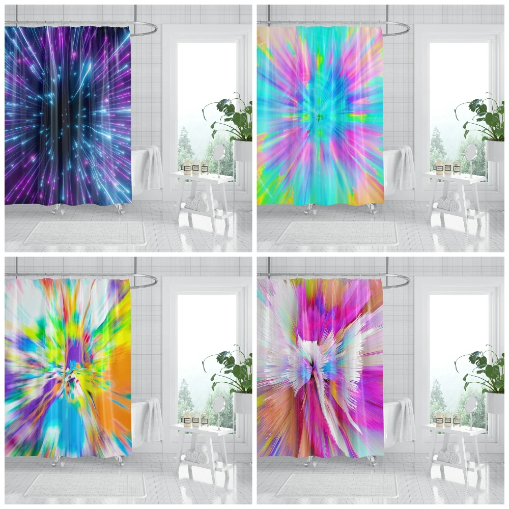 

Psychedelic Tie Dye Shower Curtains Luxury Polyester Bathtub Curtain Waterproof Fabric Shower Curtain Set Decor Home Bathroom