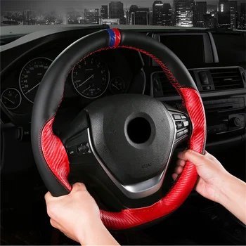 

Hot Sale Soft Car Steering Wheel Cover With Needles And Thread Artificial Carbon fiber Leather Car Styling Covers Accessories