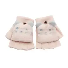 Для детей на осень для мальчиков и девочек, зимний, утепленный, для детей перчатки с изображением кота, одежда в стиле «пэчворк» для детей Цвет теплые модные вязаные перчатки