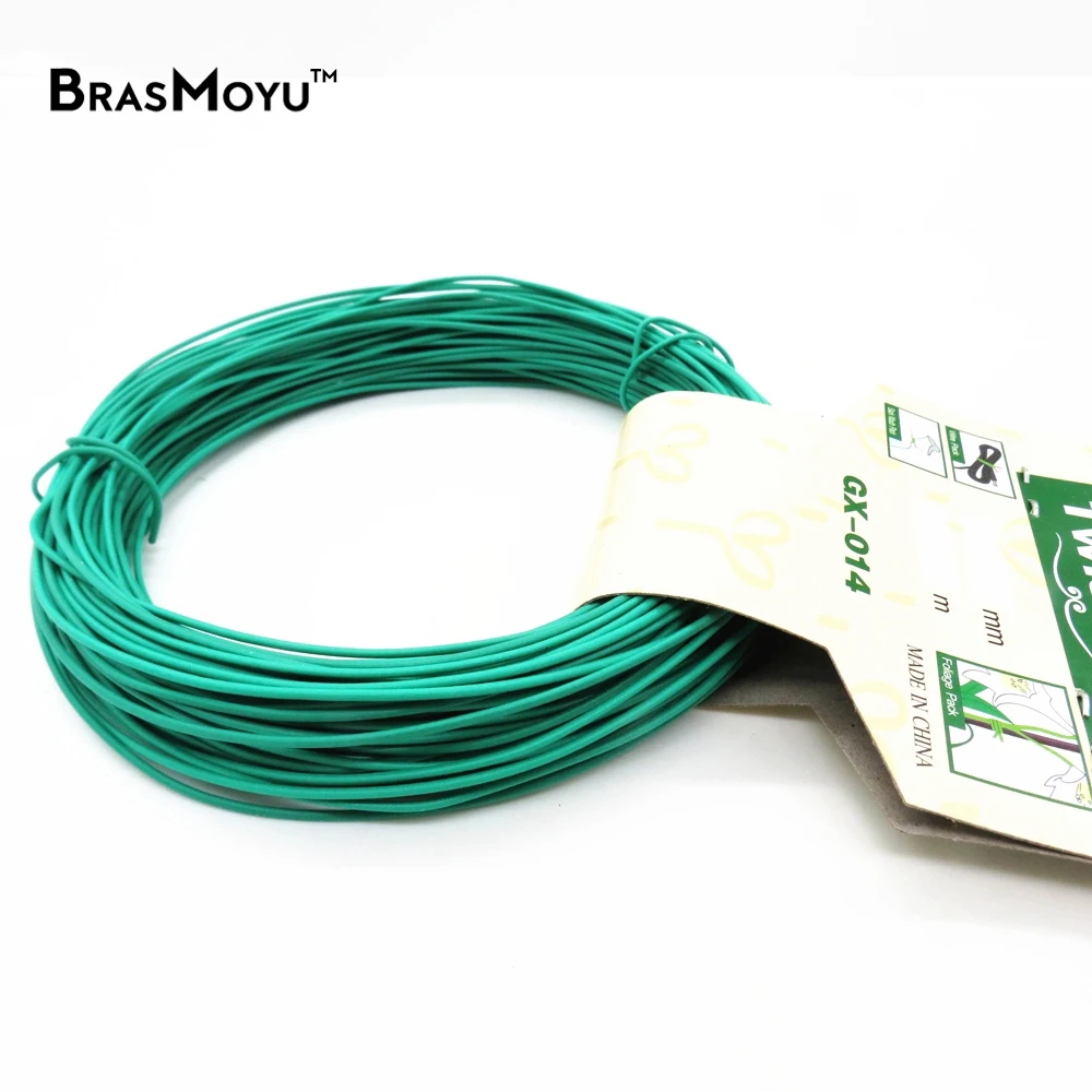 1PCS 12/15m Plant Twist Tie Garden Wire Green Cable Tie Coated Wire Garden Bonsai Outlet for Holding Branch BRASMOYU plant ties bonsai wires