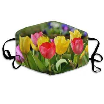 

Mouth Mask Colored Tulips Print Masks - Breathable Adjustable Windproof Mouth-Muffle, Camping Running for Women and Men