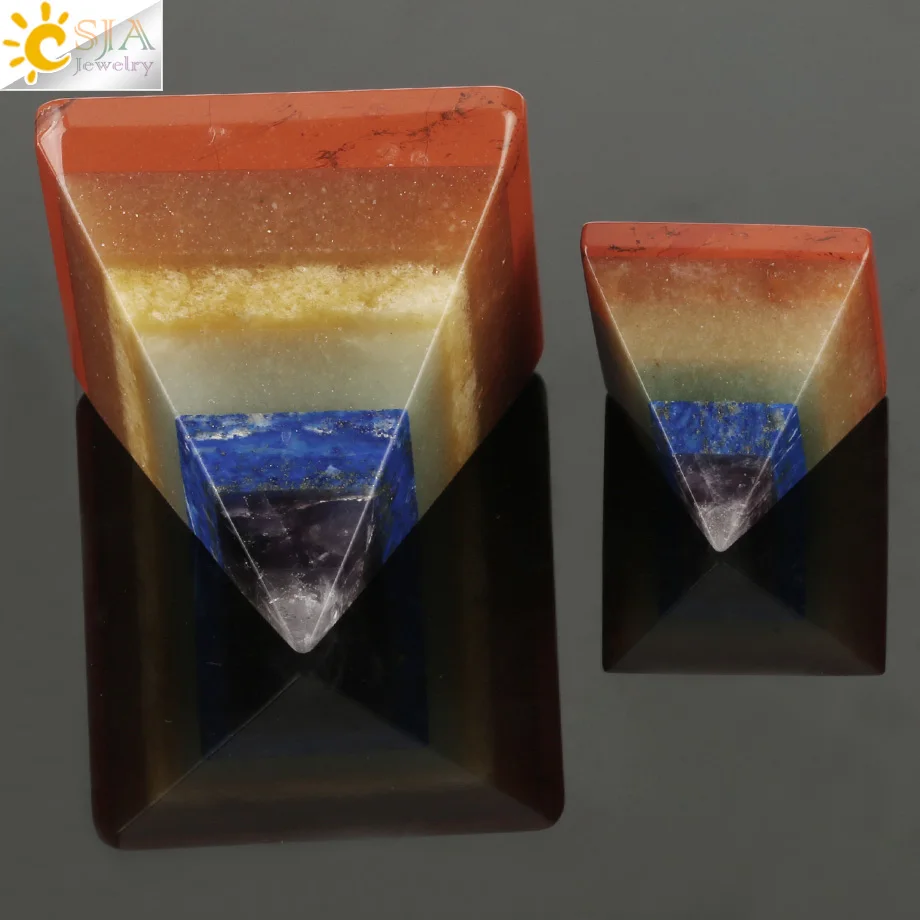 CSJA 7 Chakra Pyramid Reiki Healing Energy Natural Stone Crystal Quartz Paperweight Decoration Crafts Home Ornament Jewelry G161