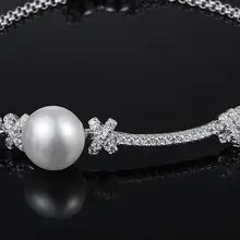 925 пробы серебряный элегантный хрустальный регулируемый браслет с бантом модный бант жемчужный браслет романтические стразы свадебные ювелирные изделия