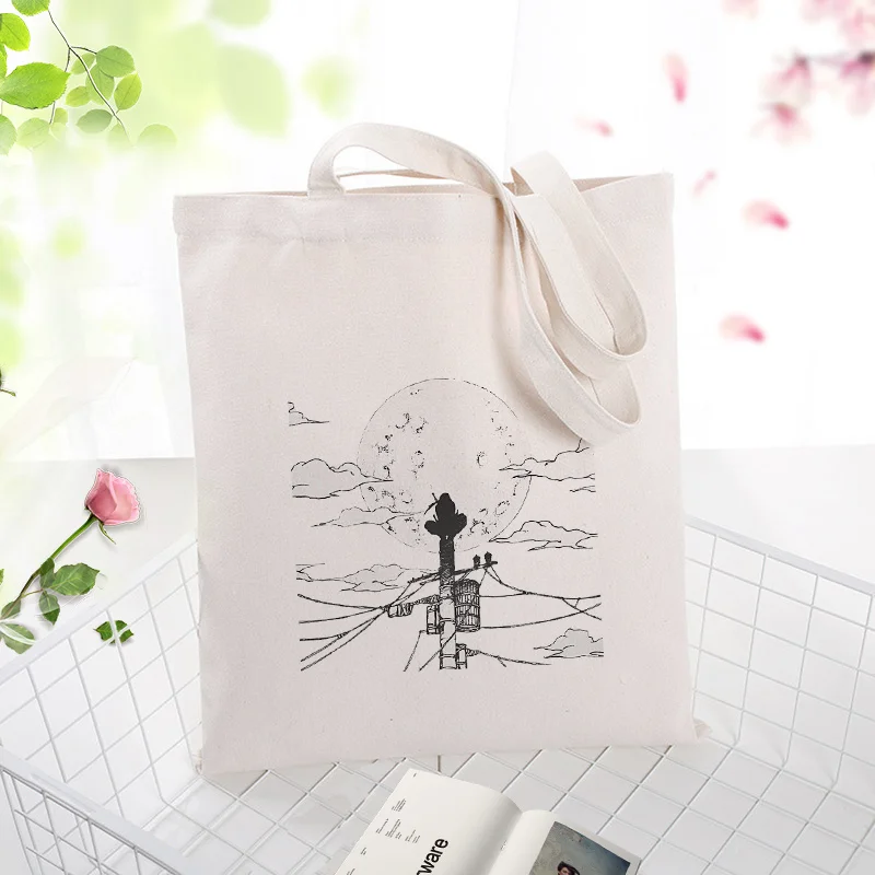 

Naruto Canvas Handbag Shopping Bag Tote Bag Text DIY Custom Print Logo Daily Use Eco Reusable Recycle