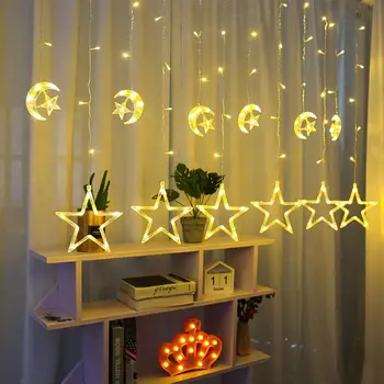 

138 LED Curtain LED String Light Fairy Icicle 3.5M Star Christmas Garland Wedding Party Window Outdoor Decoration Light