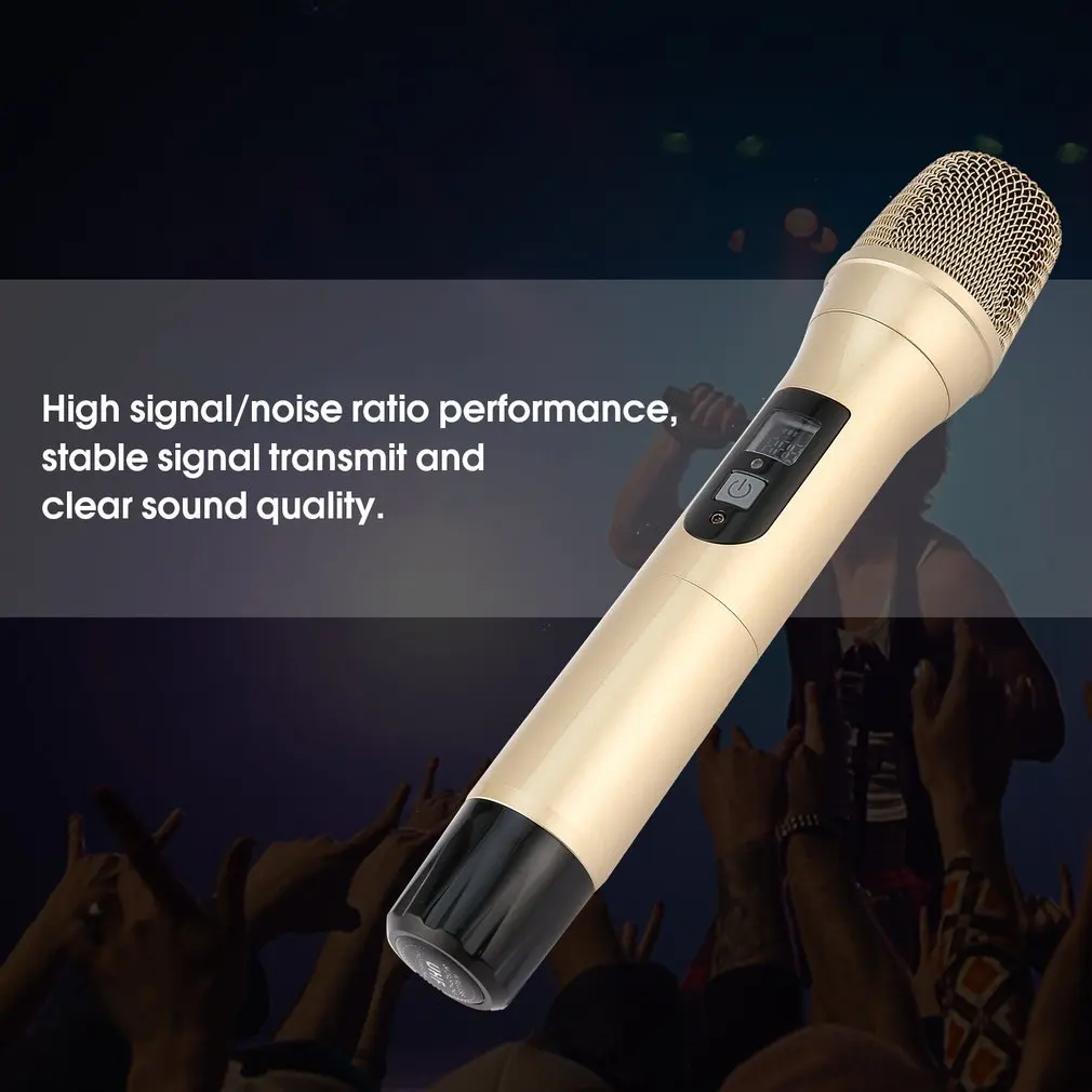 Dual Channel VHF Wireless Handheld Microphone with Echo with 1 Receiver 6.35mm Audio Cable Univeral Omnidirectional Microphone