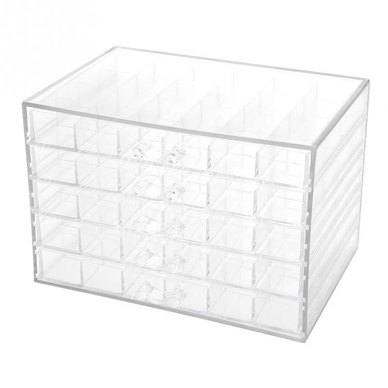

ABUI-120 Grids Transparent Nail Art Decoration Storage Box Rhinestones Beads Accessories Display Container Case Manicure Tool