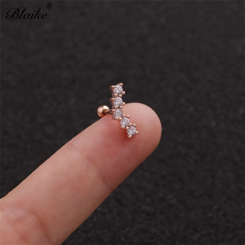 Blaike, 1 шт., 925 серебро, заполненные серьги-гвоздики для женщин, белые, различные формы, циркон, свадебные, обручальные серьги, ювелирные изделия - Окраска металла: 14