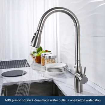 

Stainless Steel Kitchen Faucet Deck Mounted Mixer Tap 360 Degree Rotation Stream Sprayer Nozzle Kitchen Sink Hot Cold Taps