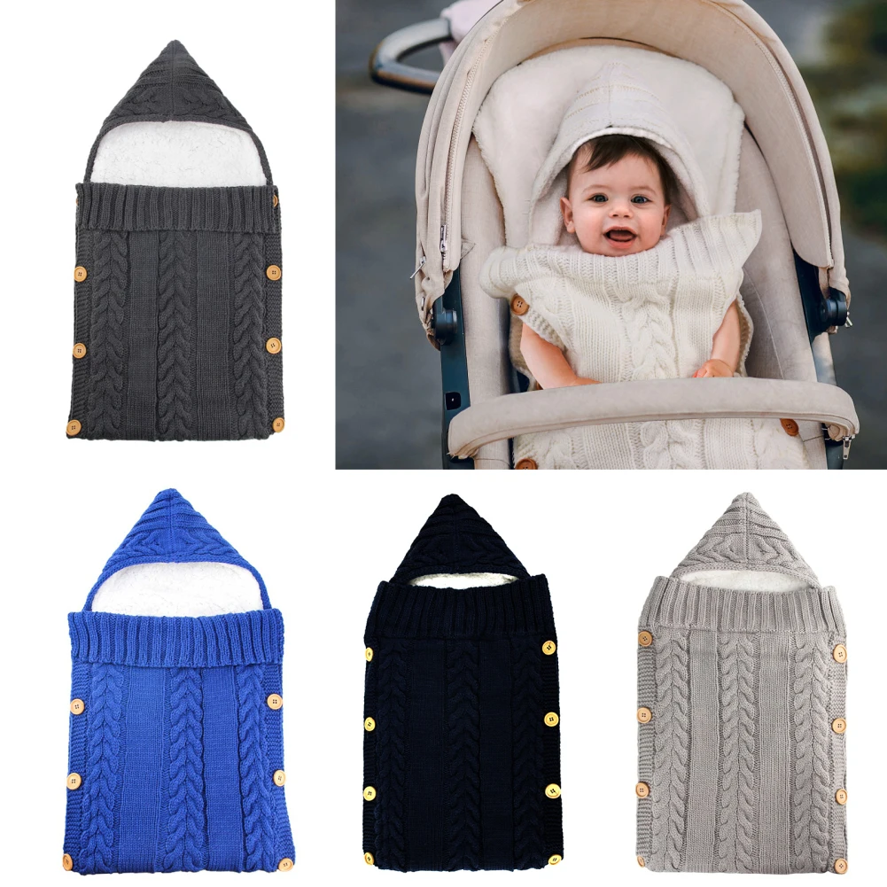 

Baby Knit Cotton Crochet Blanket Swaddle Wrap Envelope For Newborn Girls Boys Winter Sweater Sleeping Bag Sack