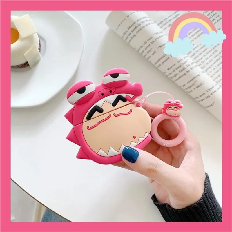 

Anime Crayon Shin Chan Airpods Case Bag Cosplay 3D Badge Bluetooth Headset Silica Gel Protection Box Fashion Cartoon Cute Cover