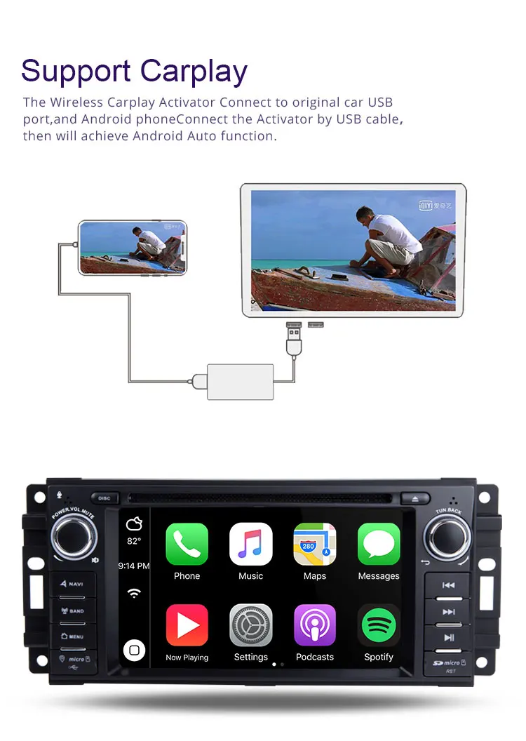 Discount TOPBSNA Car DVD Player Android 9.0 For Jeep Wrangler Compass Grand Cherokee Commander Dodge WIFI 1 Din Car Radio Stereo headunit 9