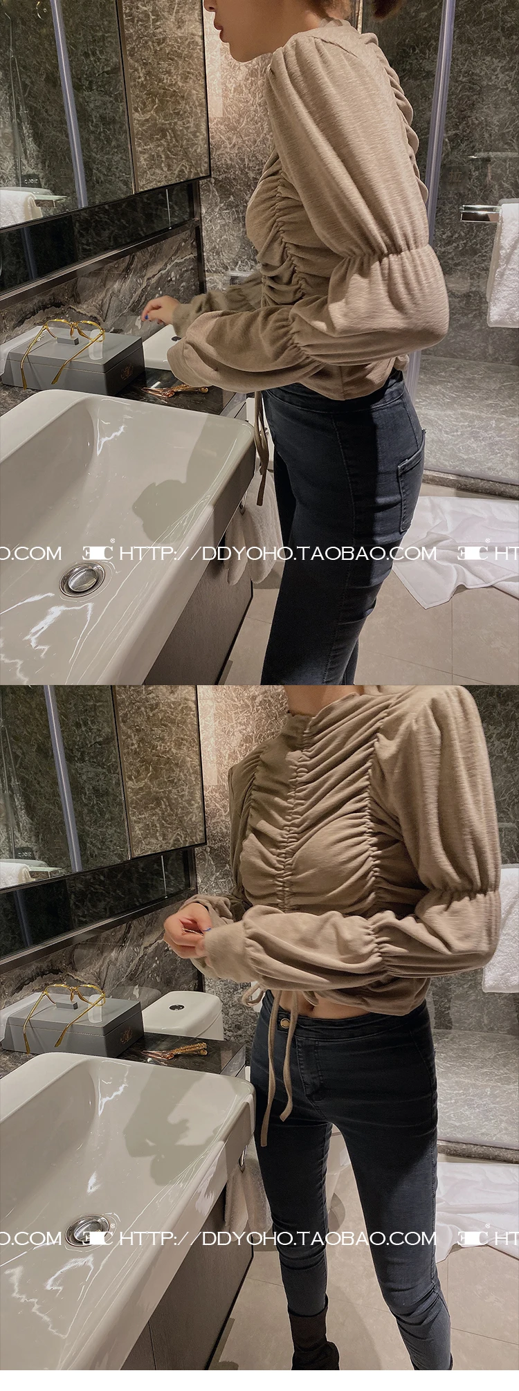 Осень-зима, Топ с длинным рукавом и завязками, плиссированный короткий тонкий вязаный женский свитер, элегантный пуловер, зимняя одежда для женщин