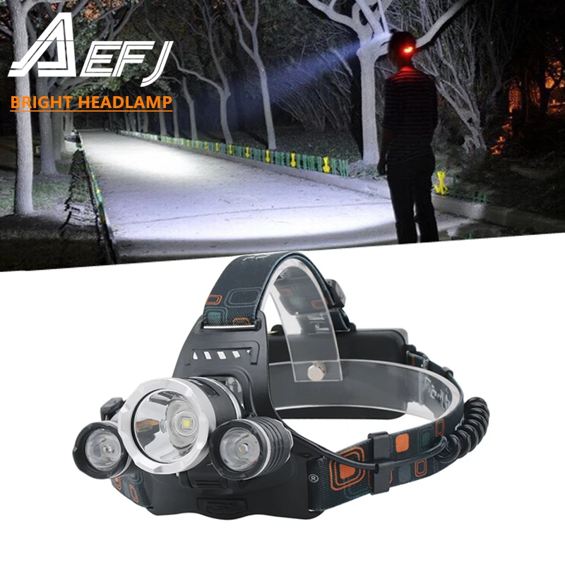 Налобный фонарь AEFJ светодиодный 5000 лм 5 светодиодов T6 + 2R5|lantern fish|head lampheadlamp headlight |