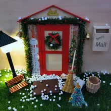 1 ensemble de meubles miniatures pour maison de poupée, arbre de noël, échelle en bois, décorations pour porte, cour, figurine d'action, modèle de maison de poupée