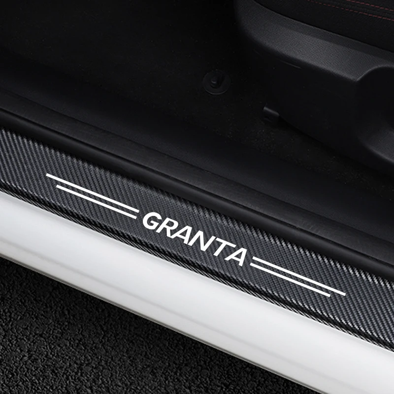 

4PCS For Lada Granta Anti Scratch Cover Car Door Threshold Guard Car Door Sills Stickers Carbon Fiber Decals Paster Accessories