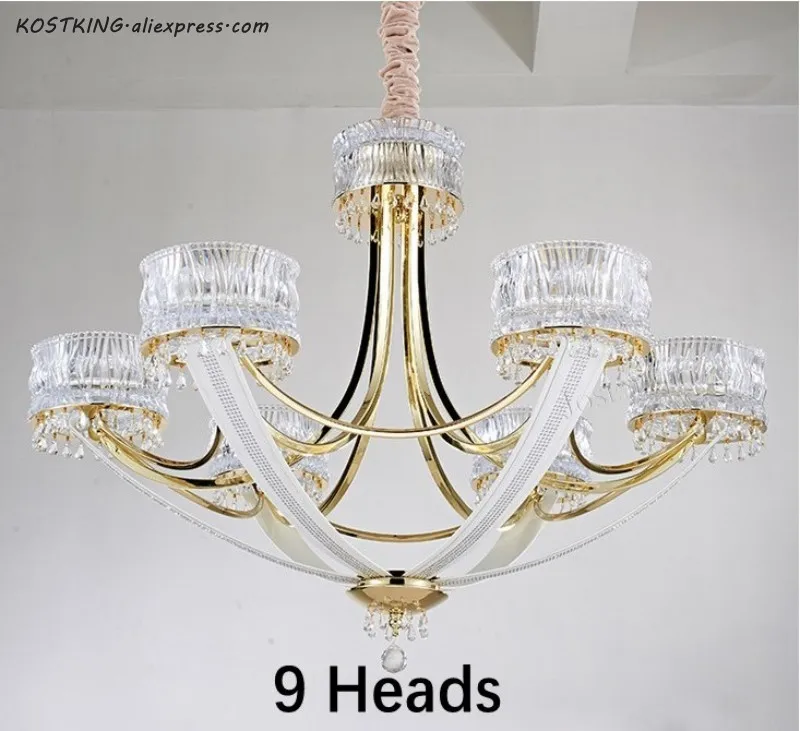 9 heads D105 X H75CM Постсовременный светильник, роскошная люстра, креативный хрустальный светильник, простая Европейская атмосфера, корона, вилла, дизайнерские художественные лампы - Цвет абажура: 9 heads D105 X H75CM