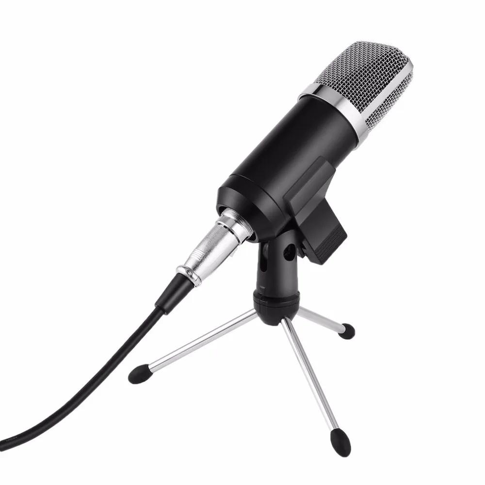 Горячий Профессиональный портативный конденсаторный микрофон компьютер микрофон Стенд штатив проводной 3,5 мм разъем для записи студии круглый плоский