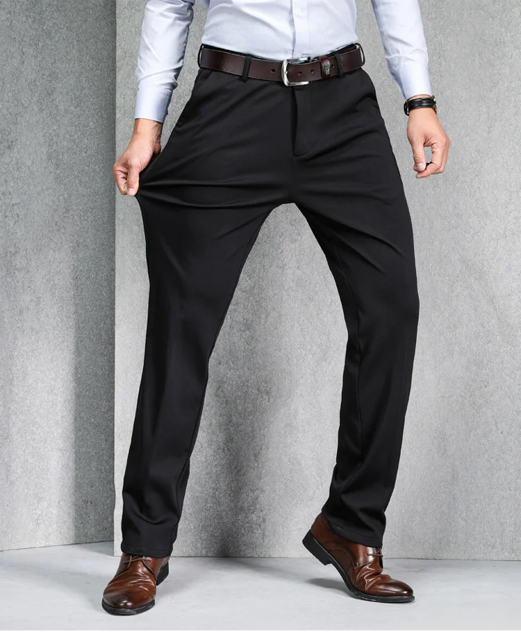 Прямые тонкие модные брюки для мужчин стрейч свободные зимние длинные брюки простые однотонные деловые повседневные мужские брюки s